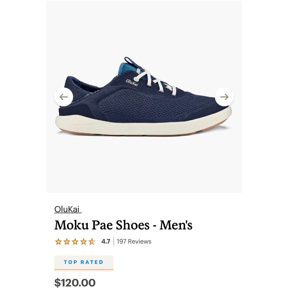 Men’s Olukai Moku Pae Shoes Sz. 10 Trench Blue